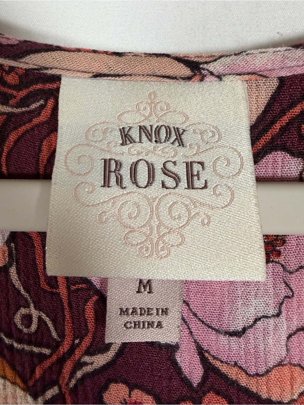 Knox Rose Boho Burgundy Floral Midi Dress with Pink & Mustard Accents - Picture 2 of 7